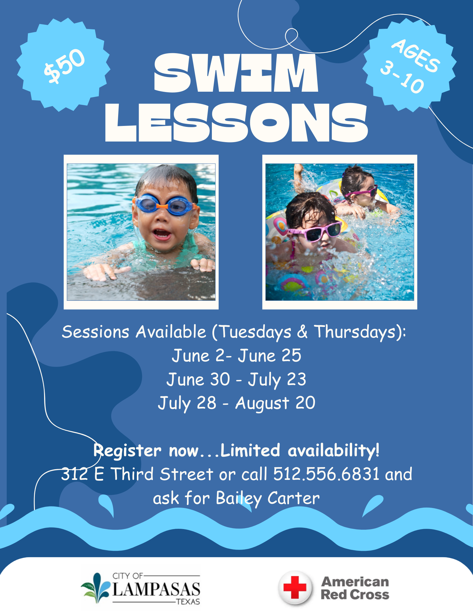 Blue and White Aesthetic Swimming Class Flyer