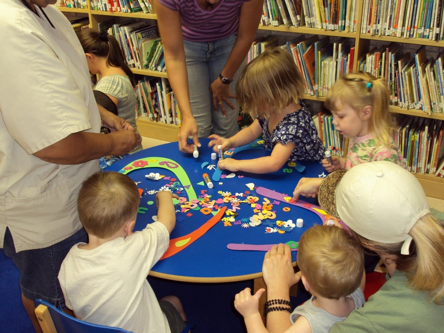 Children Doing Activity in Library
